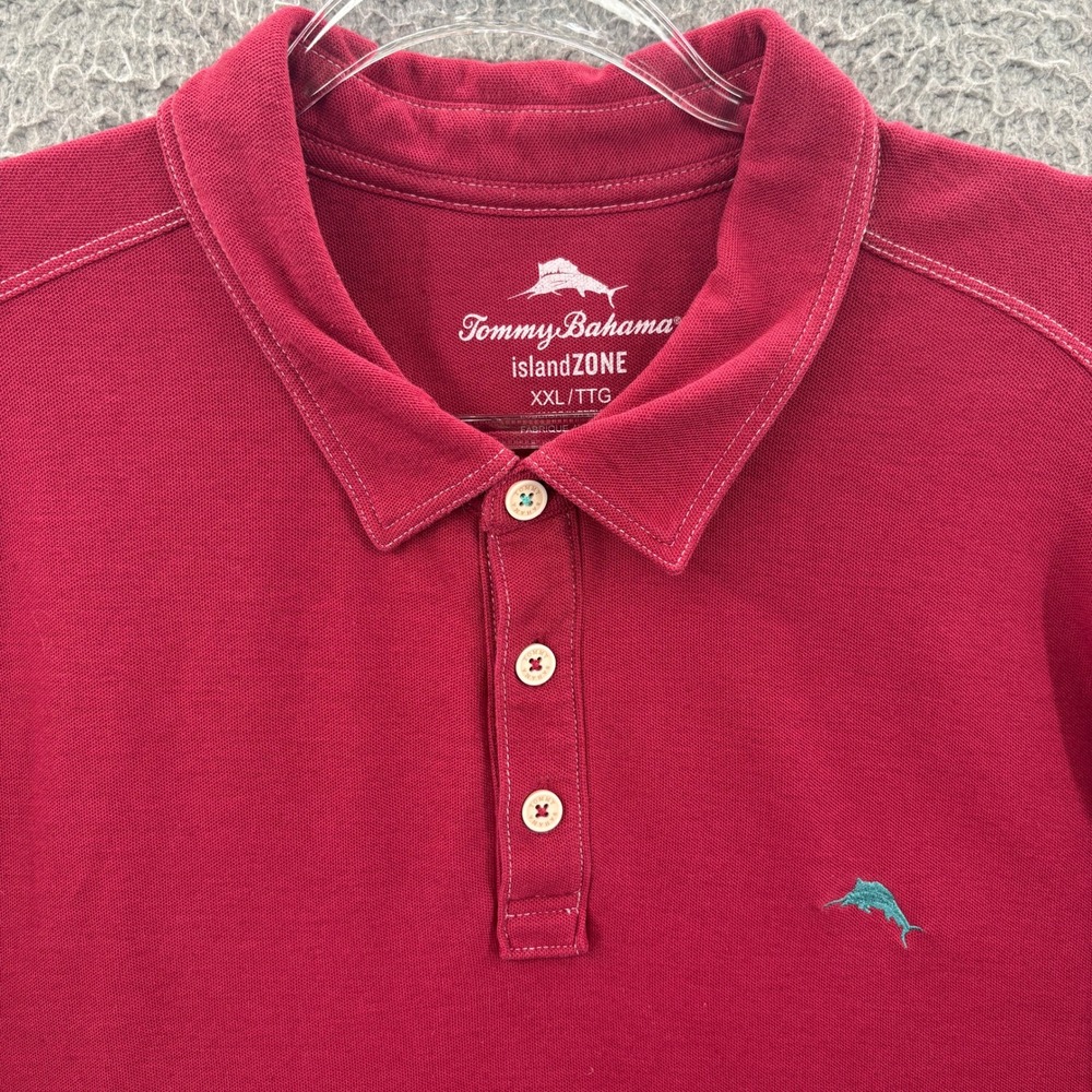 Tommy Bahama Polo Shirt‎ Mens XXL Red Island Zone Pima Cotton Short Sleeve